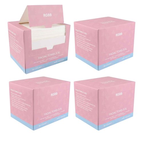 RGBB Clean Face Towels 10"×12", Disposable, Ultra-Absorbent, Hypoallergenic & Soft Makeup Remover Dry Wipes, Pamper Your Face, Hygienic Towelettes, for All Skin Types（200 Count）