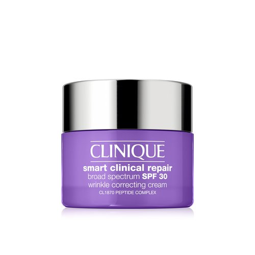 Clinique Smart Clinical Repair Broad Spectrum SPF 30 Wrinkle Correcting Cream with Peptides, Hyaluronic Acid + Glycerin For All Skin Types | Protecting + Repairing, Mini Travel Size, 0.5 Fl Oz