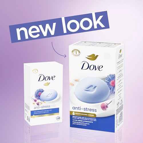"Dove Anti-Stress Blue Chamomile And Oat Milk Moisturizes to Calm Skin Soap 106g Pack Of 6