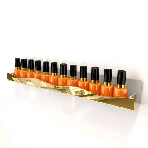 YMVV Mirror Gold Acrylic Nail Polish Rack, 15 Inch Wall Mounted Shelf Nail Polish Shelf, Sunglasses Essential Oil Storage Display Rack 6 Pack