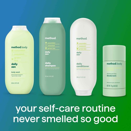 Method Everyday Shampoo, Daily Zen with Cucumber, Green Tea, and Seaweed Scent Notes, Paraben and Sulfate Free, 14 oz (Pack of 2)