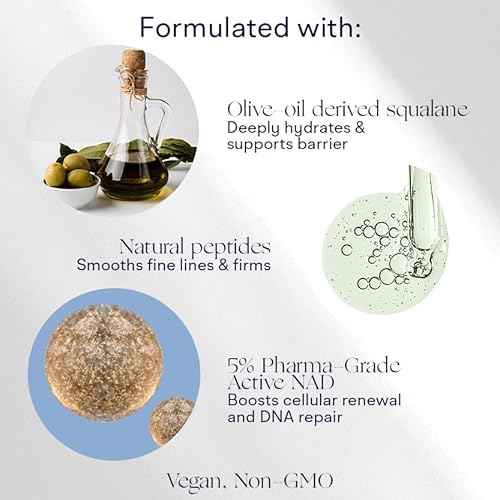 NAD+ Essential Cream ? Rejuvenating Cream with Natural Peptides & Squalane - 5% Pharma-Grade NAD+ Advanced Liposomal Formula ? Skin Tightening, Plumping, Intensely Hydrating - 15ml
