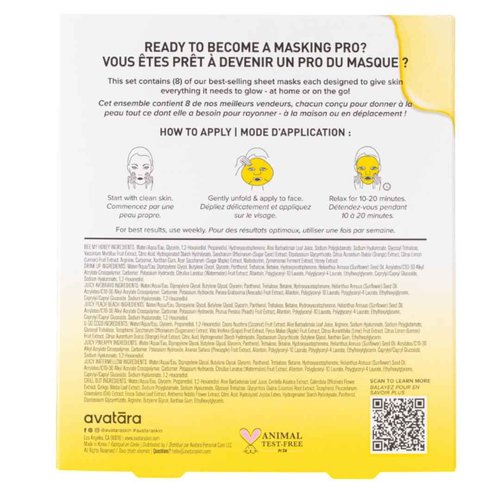 Avatara All-Stars 8-Pack Sheet Mask Set, Beauty and Skincare Face Masks Collection | Natural Extracts | Hydrating Skin Care Set, All Skin Types | Clean Korean Skincare