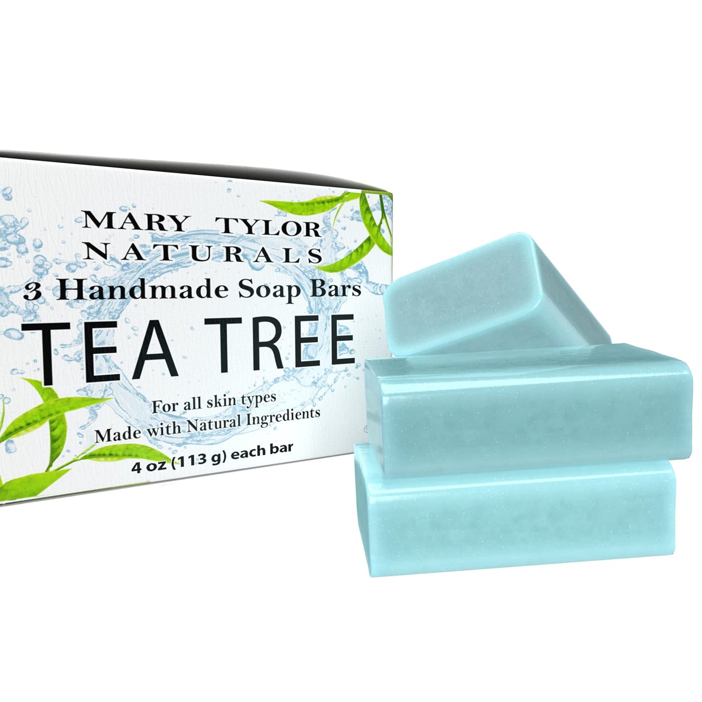 Mary Tylor Naturals Tea Tree Soap Bar 4 oz 3 Pack — Made with Organic Oils — for Men & Women, Face, Body, Hair — Hand Made Natural Soap Bars