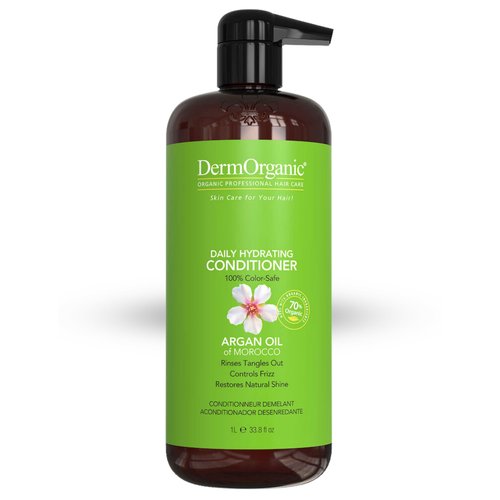 DermOrganic Daily Hydrating Conditioner for Dry Hair - Rinses Out Tangles, Controls Flyaways, Smooths and Softens, 33.8 oz