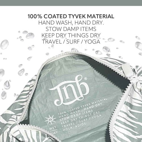 JNB Tyvek Palm Leaves Design Beach Clutch, Wet Dry Bag for Makeup, Waterproof