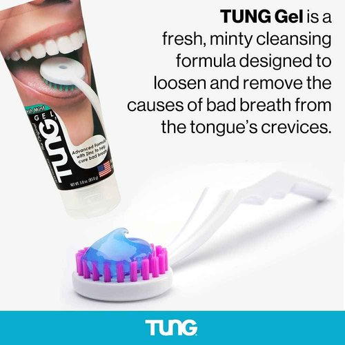 Tung Tongue Gel, Natural Mint Blast Tongue Cleaner Paste, Bad Breath Odor Eliminator, Halitosis Defense, BPA Free, USA Made (4-Pack)
