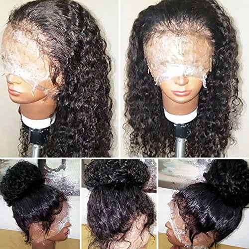 JYZ Burmese Curly Hair Lace Front Wigs Human Hair 180% Density Pre Plucked Bleached Knots with Baby Hair 13X4 HD Lace Brazilian Wet Raw Human Hair Wigs 18 Inch Free Part Natural Color