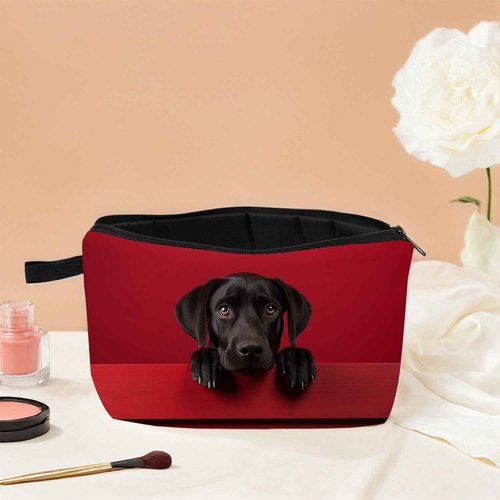 MoCaliduccious Black Labrador Makeup Bag for Women Travel Cosmetic Organizer Bag Teacher Appreciation Gifts Small Zipper Toiletry Bag Dog Gifts for Dog Lovers