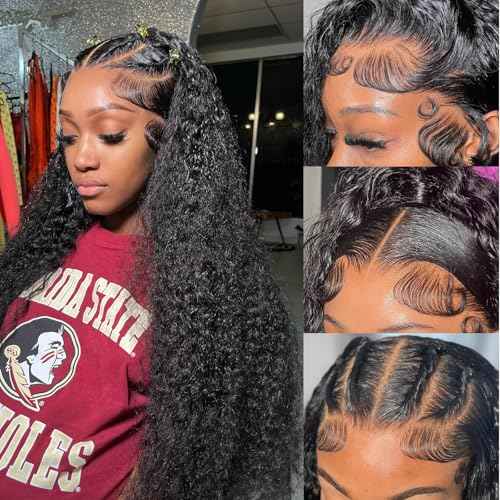 BeautyGrace 13X6 Deep Wave Lace Front Wigs Human Hair 30In (100% Human Hair) Brazilian Virgin 180% Density Deep Wave Frontal Wigs Human Hair Natural Color(13x6, 30inch)