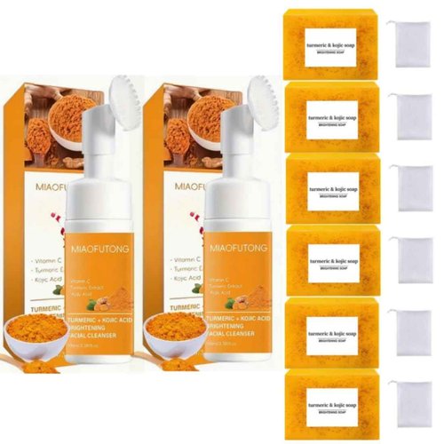 Lemon Turmeric Soap Wash and Care 8Piece Set Facial Cleanser & Soap Bar,Face & Body Cleanser, Face Wash and Natural Handmade for All Skin Types Bring a Bubble