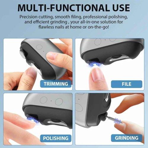 Electric Nail Clipper Fingernail Trimmer, Polisher with Clip Storage LED Light USB-C Rechargeable 2 Speed Gears Automatic Safety Nail Cutter for Baby, Kids, Seniors, Caregivers (Black)