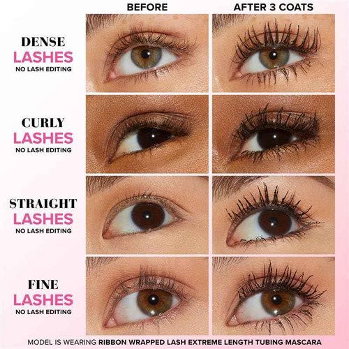 Too Faced Better Than Sex & Ribbon Wrapped Mascara Travel Duo | Includes Better Than Sex Mascara, 0.17 Fl Oz For Volume + Ribbon Wrapped Lash Tubing Mascara, 0.16 Fl Oz for Length