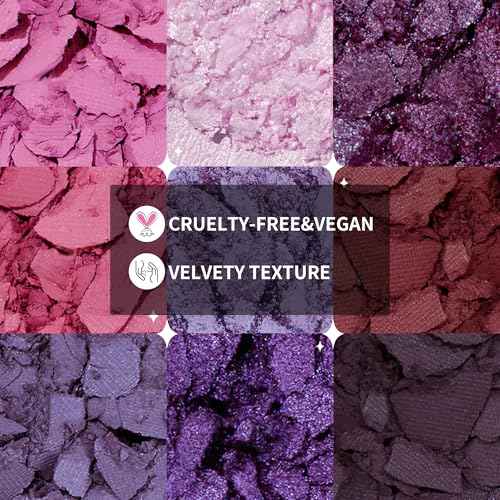 docolor Eyeshadow 9 Colors Purple Eyeshadow Palette High Pigmented Blendable Matte & Glitter Shimmer Finishes, Long Lasting Mauve Eye Makeup for Christmas Party Music Festivals