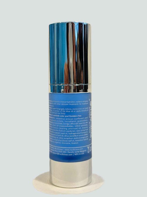 Nuzilicious Professional Grade Super Charge Blue Oil – Intense Hydration & Radiance with Essential Oils & Lipid-Rich Plant Oils, Vegan & Cruelty-Free, 1 oz