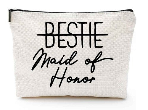 Vancsenia Bestie Maid of Honor Gift for Bridesmaid,Bachelorette Party Wedding Gifts for Besties Friends Makeup Bag Purse Cosmetic Bag for Women
