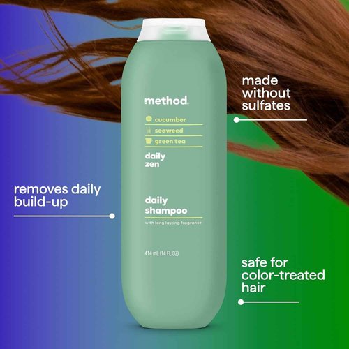 Method Everyday Shampoo, Daily Zen with Cucumber, Green Tea, and Seaweed Scent Notes, Paraben and Sulfate Free, 14 oz (Pack of 3)