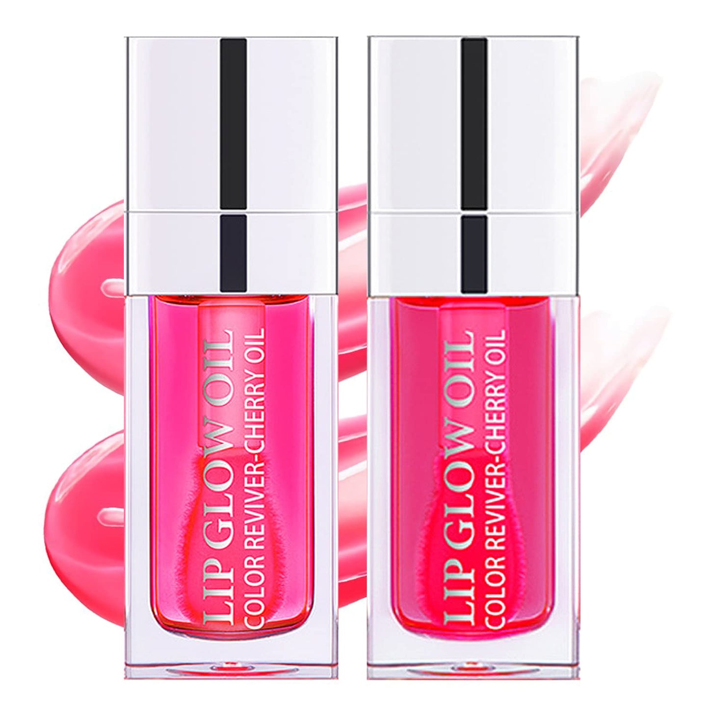 Yasovigi Hydrating Lip Oil Plumping Lip Tint Moisturizing Lip Gloss, Transparent Lip Balm Care Stick Nourishing Repairing Non-sticky, Moisture&Lighten Lip Lines (Raspberry + Cherry)