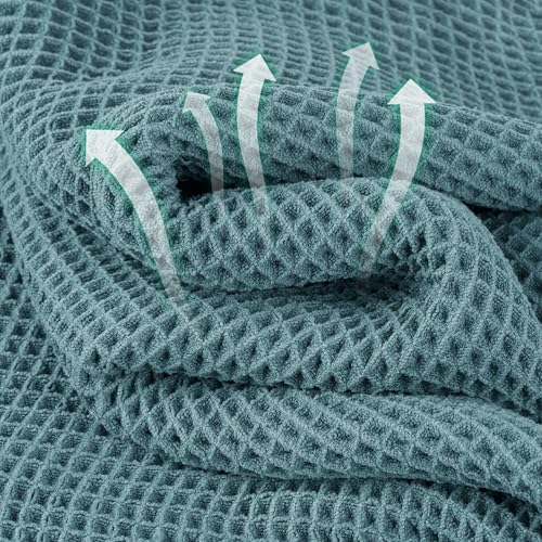 Microfiber Waffle Face Towels, 4 Pieces, Soft, Absorbent, Fast Drying, Lint Free (Green)