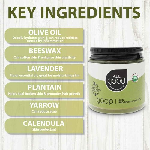 All Good Goop Organic Skin Care Recovery Balm - All Purpose Ointment w/Calendula, Lavender, Beeswax - Chafing Cream, Dry Skin Salve, Cracking Lip Moisturizer - Soothes, Hydrates & Calms - 4oz