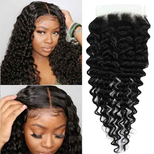 QTHAIR 5x5 HD Lace Closure Invisible HD Lace Closure Deep Wave Pre-Plucked with Baby Hair 16A Grade Small Knot Free Part Transparent HD Lace Closure Deep Wabe Human Hair 16 Inch
