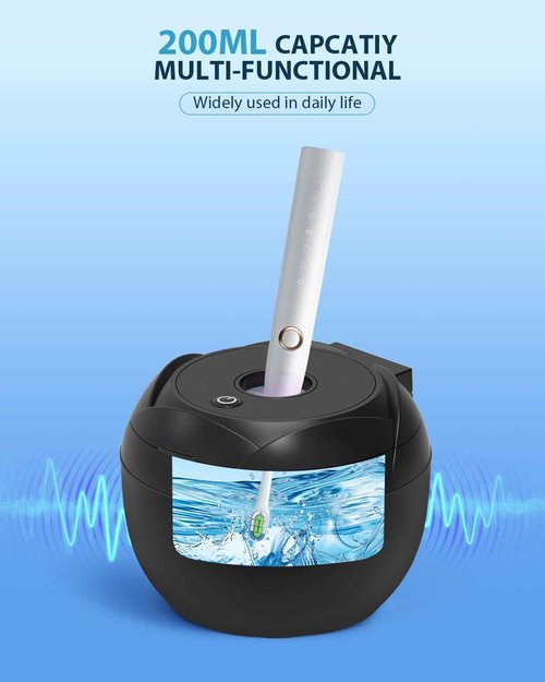 Lumiflexa Ultrasonic Retainer Cleaner-45kHz Retainer Cleaner Machine,4 Modes Ultrasonic Cleaner for Dentures, Aligners,Mouth Guards, Braces,Toothbrush,Jewelry-200ML Dental Pod(Black)