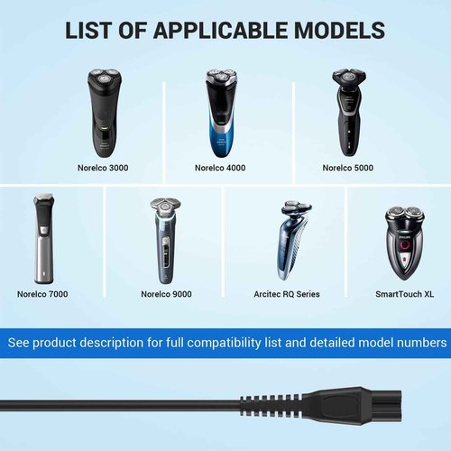 CGGXJP 15V Charger Cord Compatible with Philips Norelco HQ8505 3000 5000 6000 7000 9000 Series (Older Model) Multigroom MG5750 MG7750 MG7770 MG7790 Electric Shaver Razor Trimmer Adapter Charging Cord