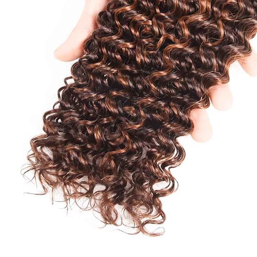Light Brown Highlight Human Hair Ombre Brown Bundles T1BP4/30 Kinky Curly Human Hair Bundles 8 10 12 Inch Unprocessed Brazilian Virgin Remy P4/30 Hair Extension for Women