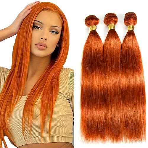 #350 Orange Bundles Straight Bundles Human Hair 24 24 24 Inch Unprocessed Brazilian Virgin Weave Hairs Ginger Orange 3 Bundle 50 Gram Per Bundle Human Hair Extensions