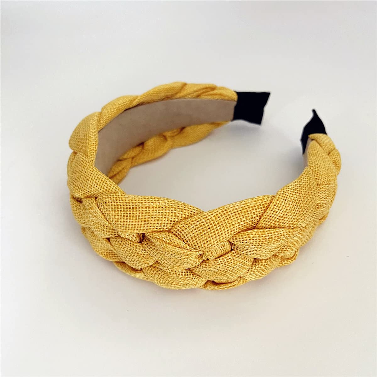 QTMY Braided Knotted Headband for Women,Boho Hippie Headband Hair Hoop Accessories Headwear Jewelry,725-23 (Yellow)