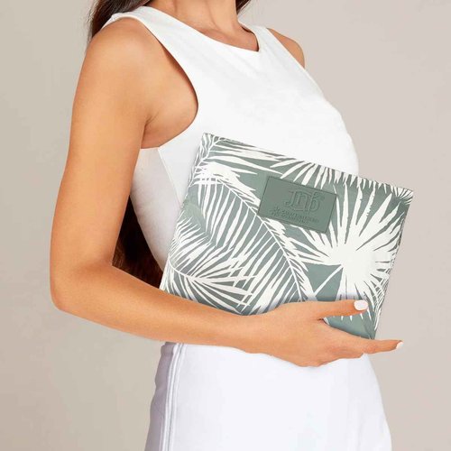 JNB Tyvek Palm Leaves Design Beach Clutch, Wet Dry Bag for Makeup, Waterproof