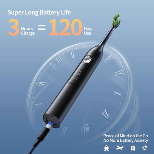 Sonic Electric Toothbrush for Adults: 42,000 VPM Deep Clean for Sensitive Teeth, Rechargeable Toothbrush with 6 Brush Heads, 4 Modes & Smart Timer, IPX7 Waterproof, 120-Day Battery for Home/Travel