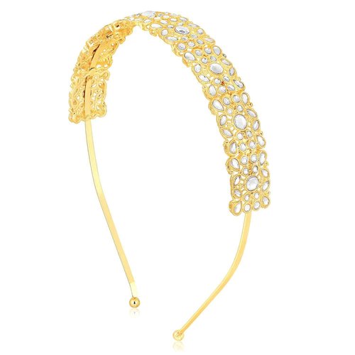 Aheli White Kundan Studded Fancy Hair Band Ethnic Fashion Jewellery for Women Design 4