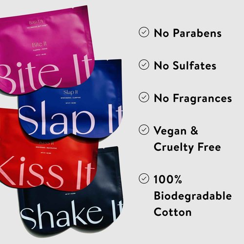 BAWDY Shake It 4 Pack - Marine Algae Beauty Mask for Your Butt - Firming + Illuminating Treatment for Your Behind - 2 Sheets, One for Each Cheek - Clean Beauty for Your Butt (4 Single Use masks)