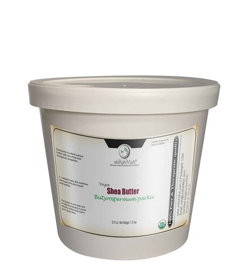 uh*Roh*Muh USDA Certified 32 fl oz Organic Shea Butter from the France | Refined, Nourishing Body Butter for Smooth and Healthy Skin (Net Wt: 0.8 kg / 1.7 lb)