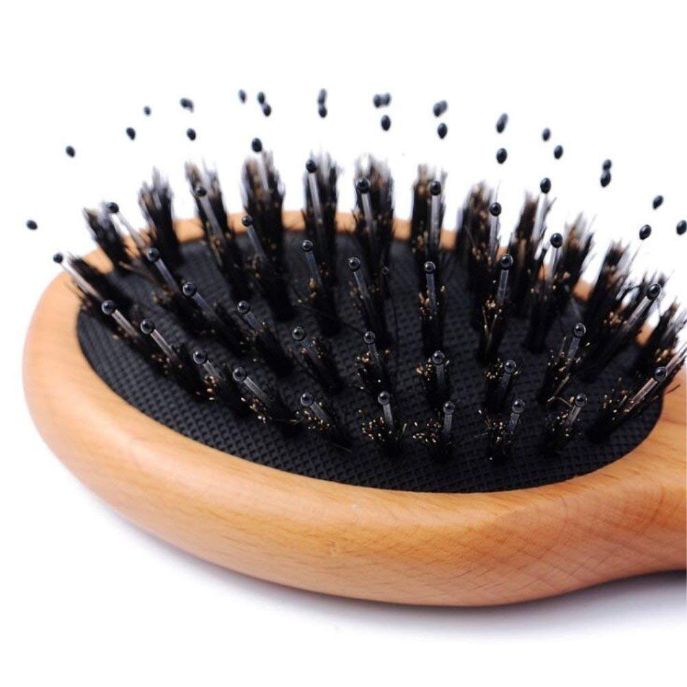 Hair Brush Mini Boar Bristle Hairbrush for Thick Curly Thin Long Short Wet or Dry Hair Detangle Massage Add Shine, Pocket Travel Small Paddle Hair Brush for Men Women Gilrs Boys