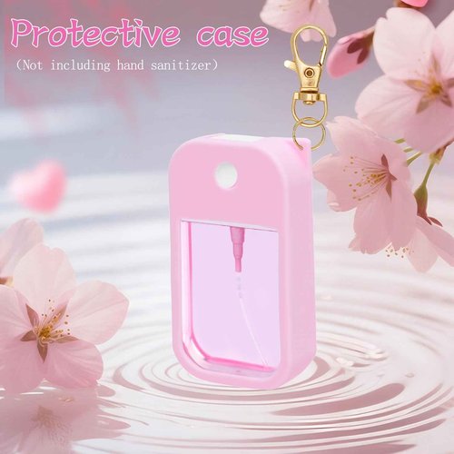 SUBANG 5 Pieces Silicone Case Compatible with Touchland Hand Sanitizer Spray Protective Case with Keychain for Power Mist and Glow Mist 1 fl oz