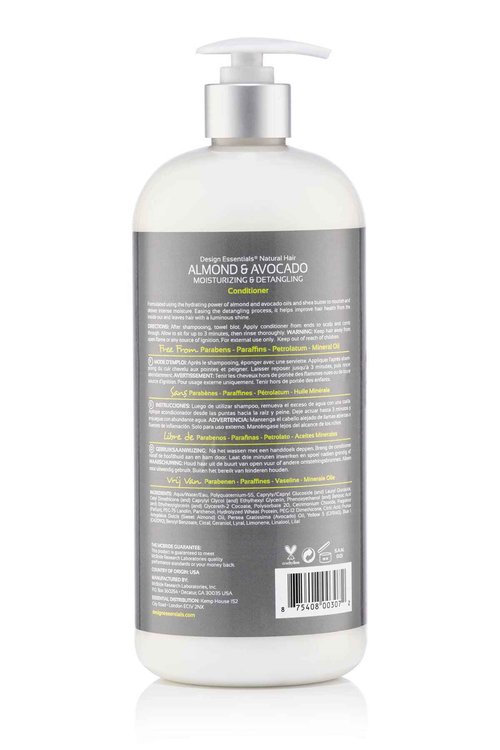 Design Essentials Almond & Avocado Moisturizing & Detangling Conditioner with Shea Butter & Coconut, Conditioner for Natural Hair, 34 oz