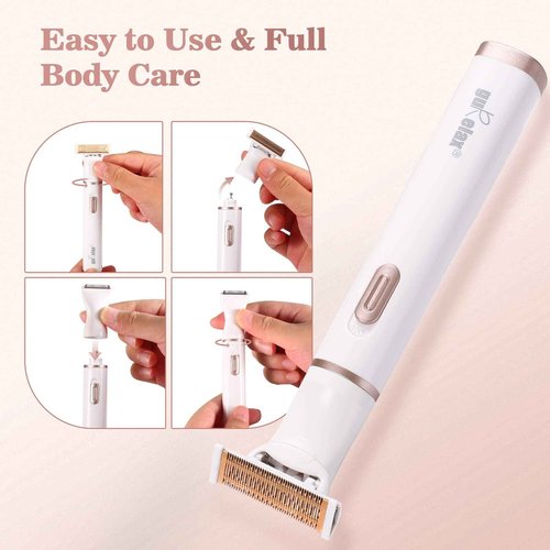 Electric Razors for Women, 4 in 1 Cordless Portable Rechargeable Womens Electric Shaver for Legs Face Eyebrow Nose Pubic Hair Bikini Trimmer, Painless Body Hair Remover by Gurelax