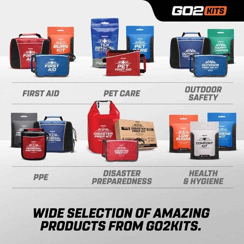Go2Kits Ultimate Travel Toiletry Kit & PPE Kit, Hygiene Kit with Shaving Supplies & PPE for Travel, Business & Charity with Reusable Toothbrush, Bath Soap & Other Essential Toiletries, 3-Pack (GO200)