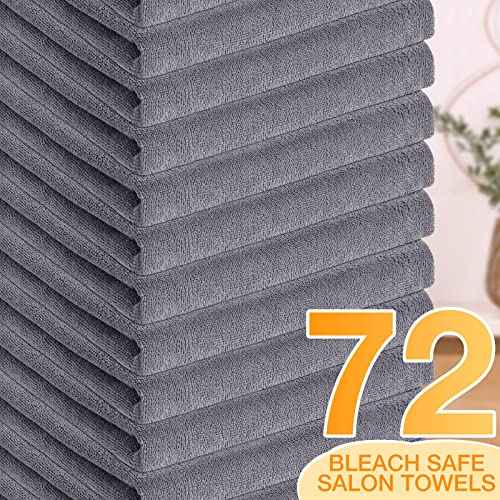 Newwiee 72 Pack Microfiber Bleach Proof Towels Bulk for Salon 18 x 30 Inch Dry Lint Free Hair Drying Hand Towels for Hair, Gym, Bath, Spa, Shaving, Barber(Grey)