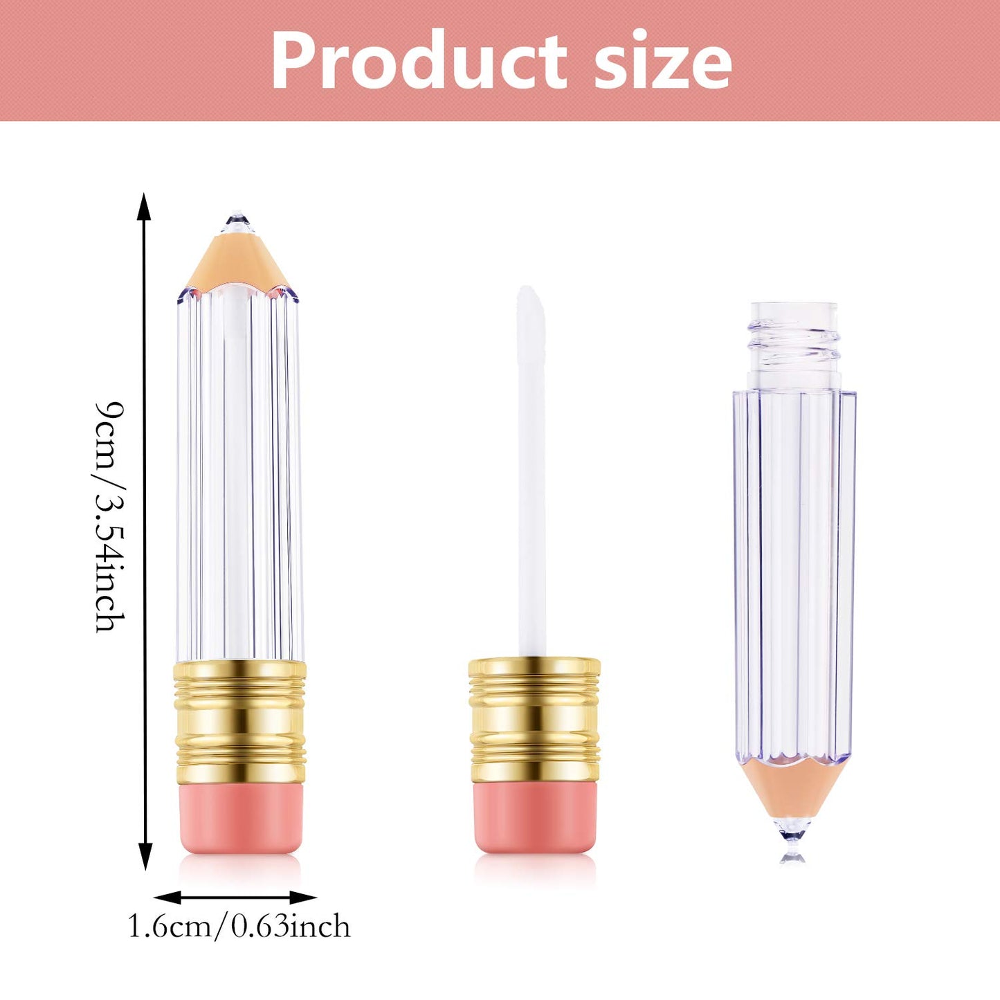 Blulu 24 Pcs 5 ml Pencil Lip Gloss Tube Containers Bulk Teacher's Presents Gifts Cute Empty mini Lipgloss Pencil Shaped Lip Balm Bottles Clear Refillable Lip Gloss Tube Women Girls DIY Cosmetics