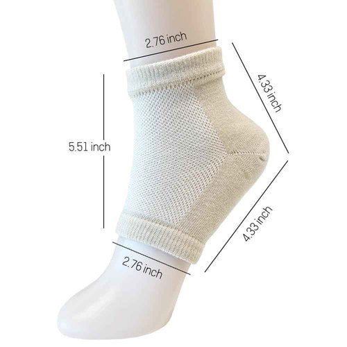 Moisturizing Gel Heel Socks to Repair Dry, Cracked Heels – Soften, Soothe & Revitalize Feet for Men & Women (Beige, 3 Pairs)
