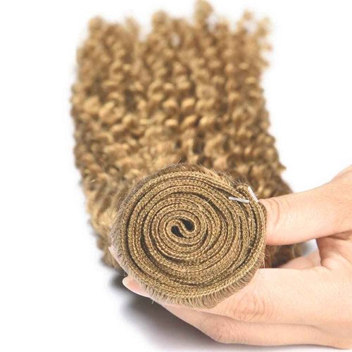 #27 Blonde Bundles Human Hair Kinky Curly Bundles 16 18 20 Inch Honey Blonde Kinky Curly Bundle Human Hair Extensions Unproceesed Virgin Hair 100 Gram Per Bundle 3 Bundle