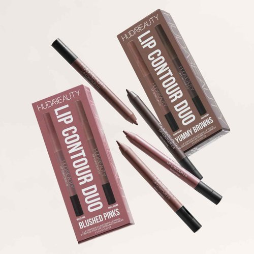 Huda Lip Contour Duo Blushed Pinks - 2 Mini Lip Pencils in Muted Pink and Pinky Brown
