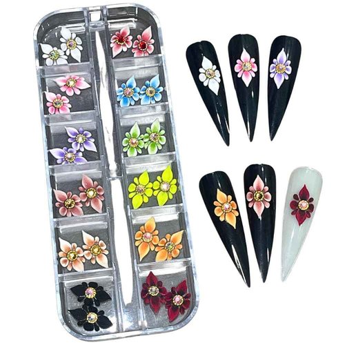 HaFloNa- Enhance Your Artistic Projects with 15 Unique 3D Acrylic Flowers Handmade - Short & Medium Size Set 24 | Exquisite Floral Accents for Crafts and Designs (Poinettia Ver 2)