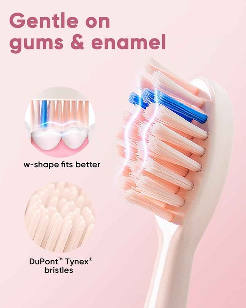 MySmile DY156 Electric Toothbrush for Adults, Rechargeable Sonic Battery Toothbrush Portable with 3 Brush Heads, 2 Mins 5 Modes Smart Timer, 45000VPM, One Charge for 60 Days - Pink