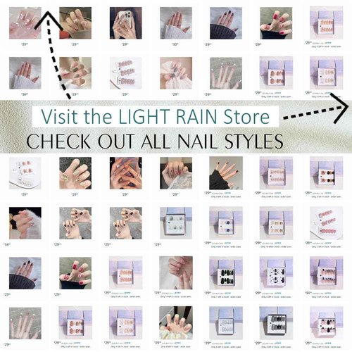 Light Rain Small Size Hand-made Press on Nails, 3D Gel UV Finished False nails with Design by Professional Manicurist
