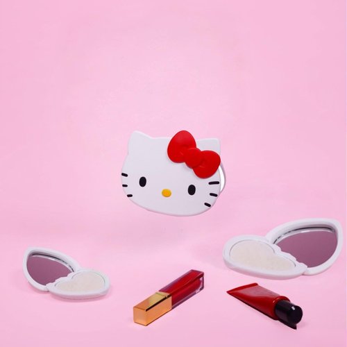 Impressions Vanity Hello Kitty LED Compact Mirror for Purse, Travel Lighted Makeup Mirror with 3X Magnification, Adjustable Brightness, Soft Touch Sensor Button and Hello Kitty Figural Shaped Design