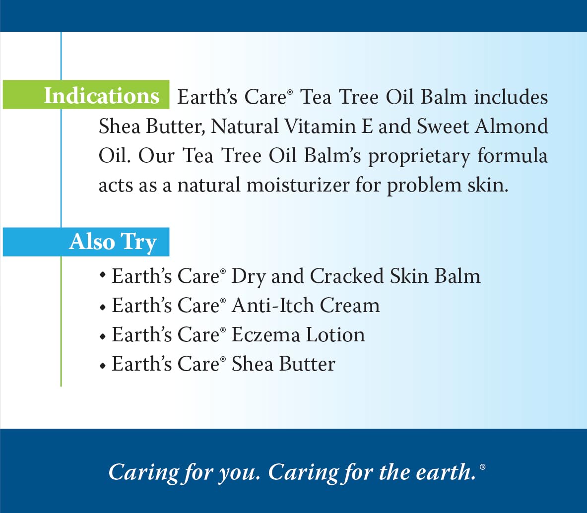 Earth's Care Tea Tree Oil Balm - Tea Tree Moisturizer for Problem Skin - Repair Cream with Shea Butter and Vitamin E 2.5 oz. (71 g)